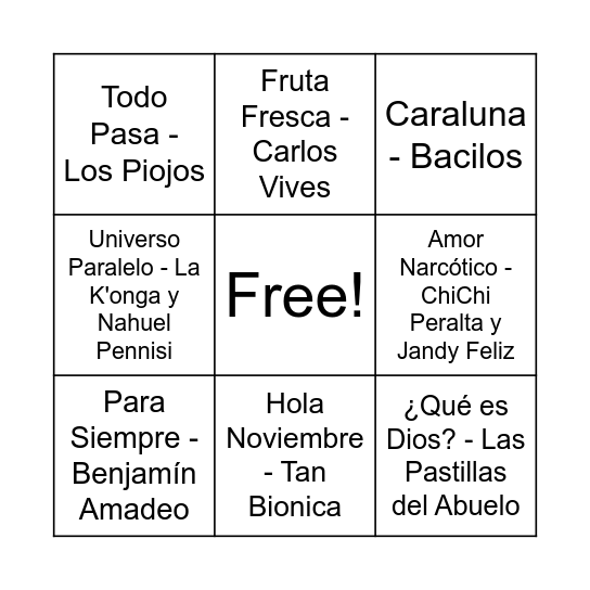 Untitled Bingo Card