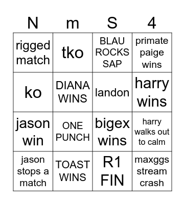 NMS 4 BINGO Card