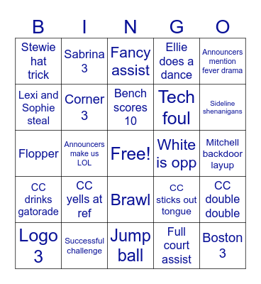 Fever v Liberty Bingo Card