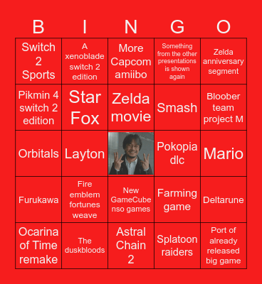 Nintendo Direct Bingo Card