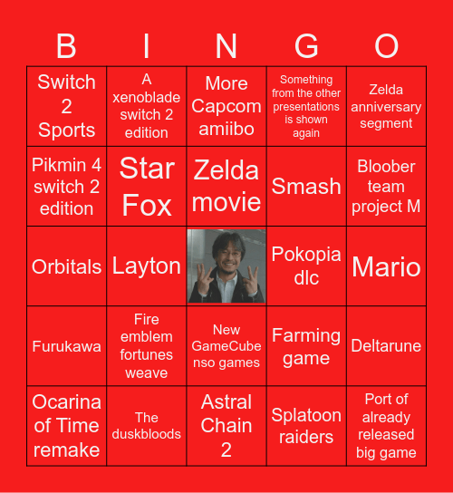 Nintendo Direct Bingo Card