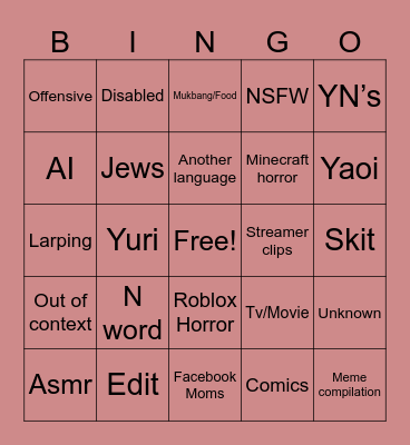Instagram Reels Bingo Card