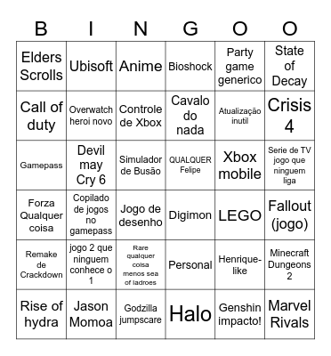 Gamepass Bingo Card