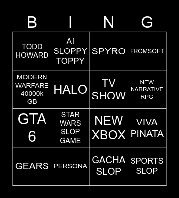 XBOOX Bingo Card