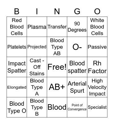 Blood Bingo Card