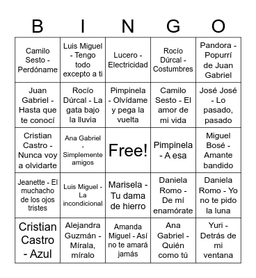Bingo musica plancha 2026 Bingo Card