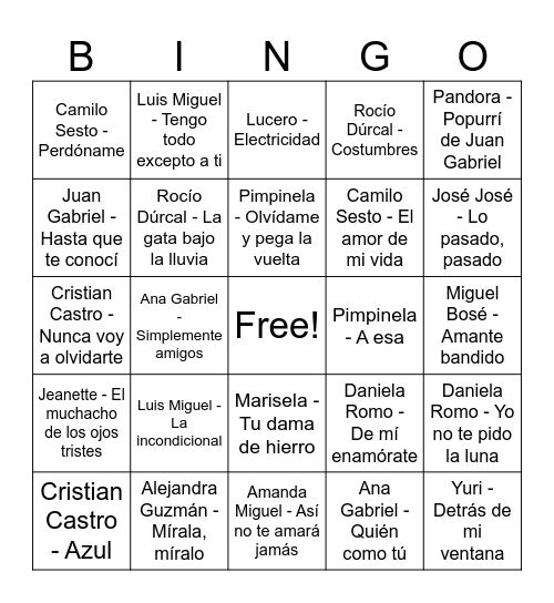 Bingo musica plancha 2026 Bingo Card