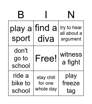 school bingo Card