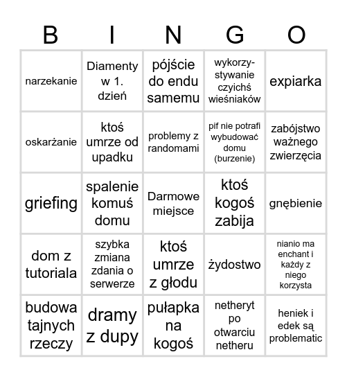 Serwer Bingo Card