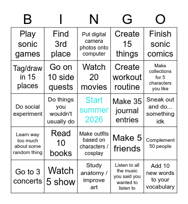 Losers Summer 2026 BINGO Card
