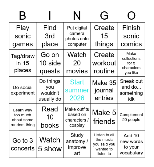 Losers Summer 2026 BINGO Card