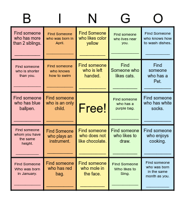 Find Someone Who... Bingo Card