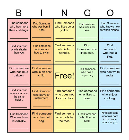 Find Someone Who... Bingo Card