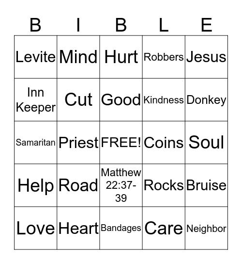 Good Samaritan Bingo Card