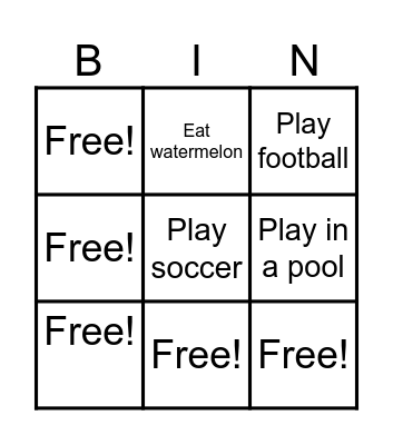 Summer Bingo Card