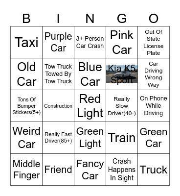 Road Trip Bingo Card