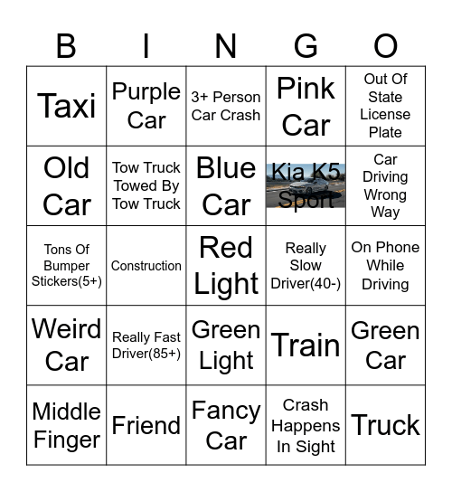Road Trip Bingo Card