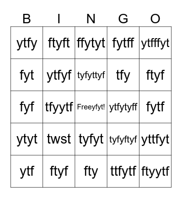 TEST Bingo Card