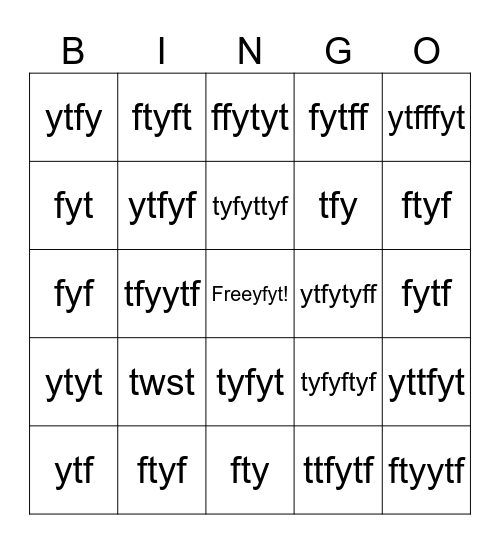 TEST Bingo Card