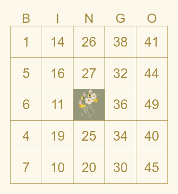 Bridal Bingo Card