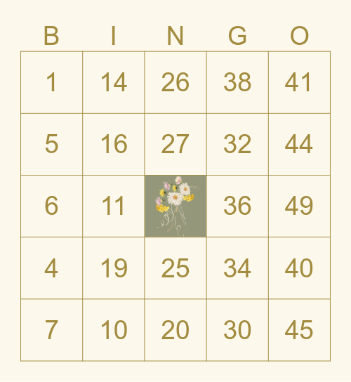 Bridal Bingo Card