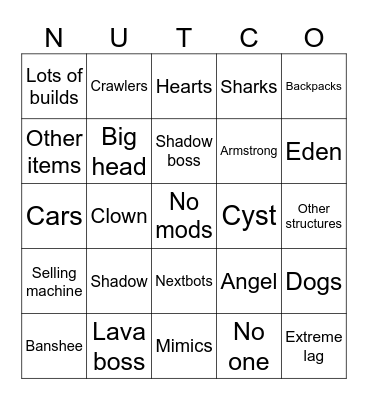 Modded server bingo Card