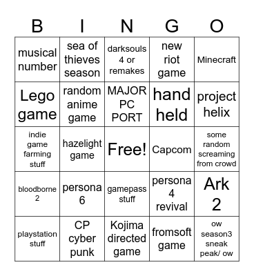 xbox showcase 2026 Bingo Card