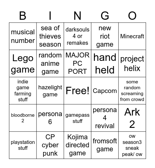 xbox showcase 2026 Bingo Card