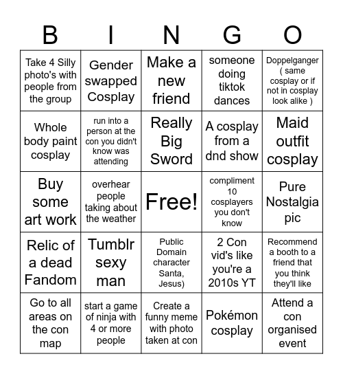 Q Con Bingo Card