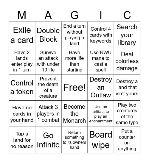MTG Squares Bingo Card