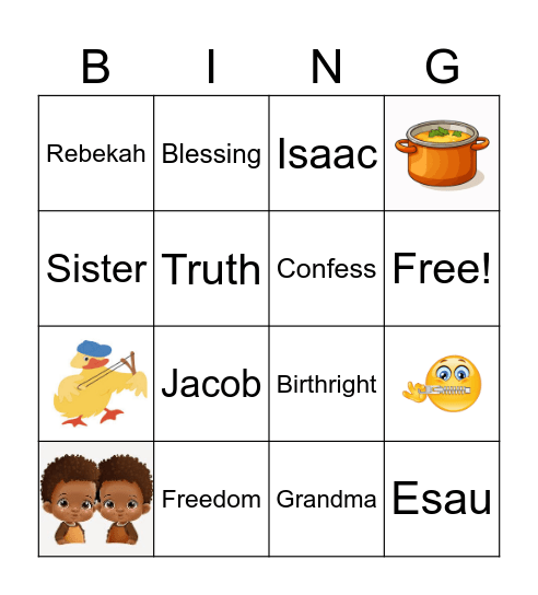Jacob, Esau & the Duck Bingo Card