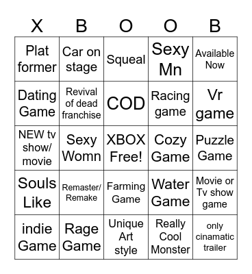 XBOX 2026 Bingo Card