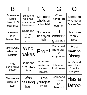 Find someone who… Bingo Card