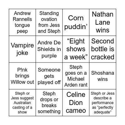 Tony Awards 2026 Bingo Card