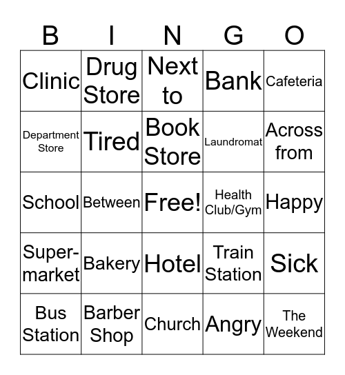 Unit 7 Bingo Adult Ed Bingo Card