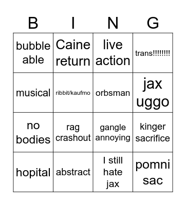TADC BINGOOOO Bingo Card