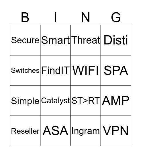 Cisco ST>RT Bingo Card