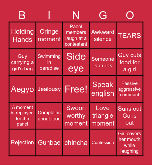 Single's inferno s2 Bingo Card