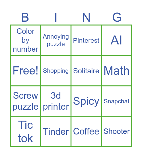 Ad Bingo Card