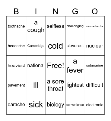 Ben's Bingo Card