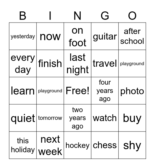 Ben's Bingo Card
