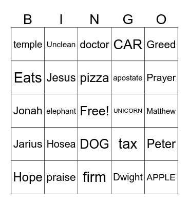 SERMON BINGO Card