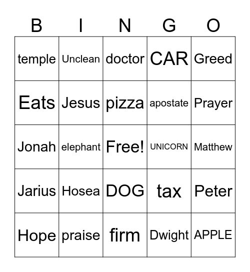 SERMON BINGO Card