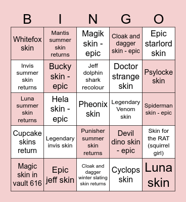 ROADMAP!!! Bingo Card
