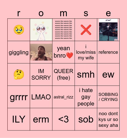 rose bingo Card