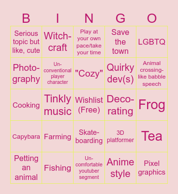 Wholesome games bingo 2027 Bingo Card