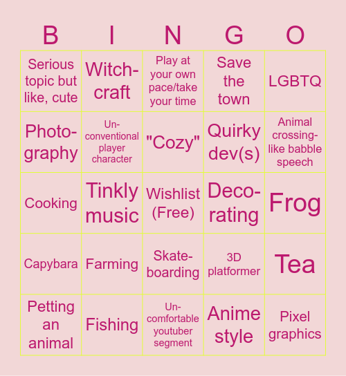 Wholesome games bingo 2027 Bingo Card