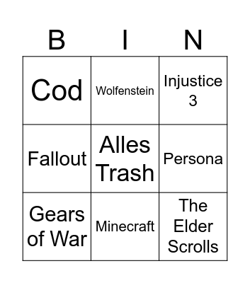 Xbox Bingo Card