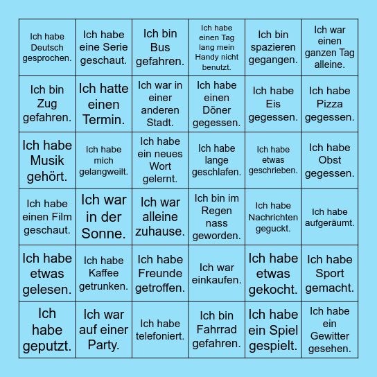 Wochenendbingo Card
