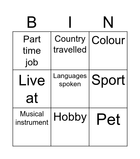 Human Bingo Card